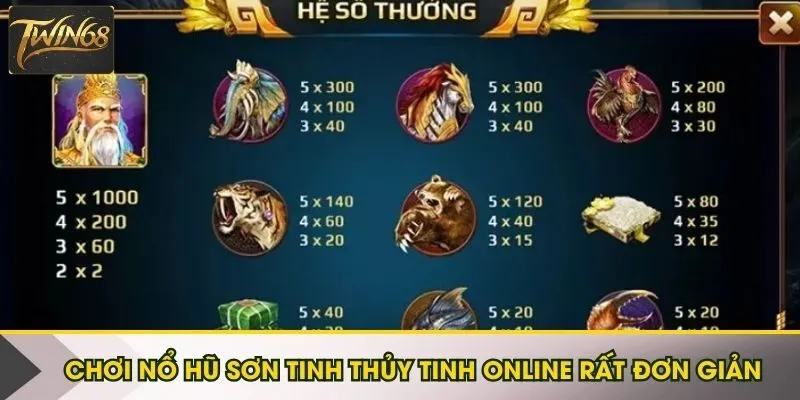 Chơi nổ hũ Sơn Tinh Thủy Tinh online rất đơn giản